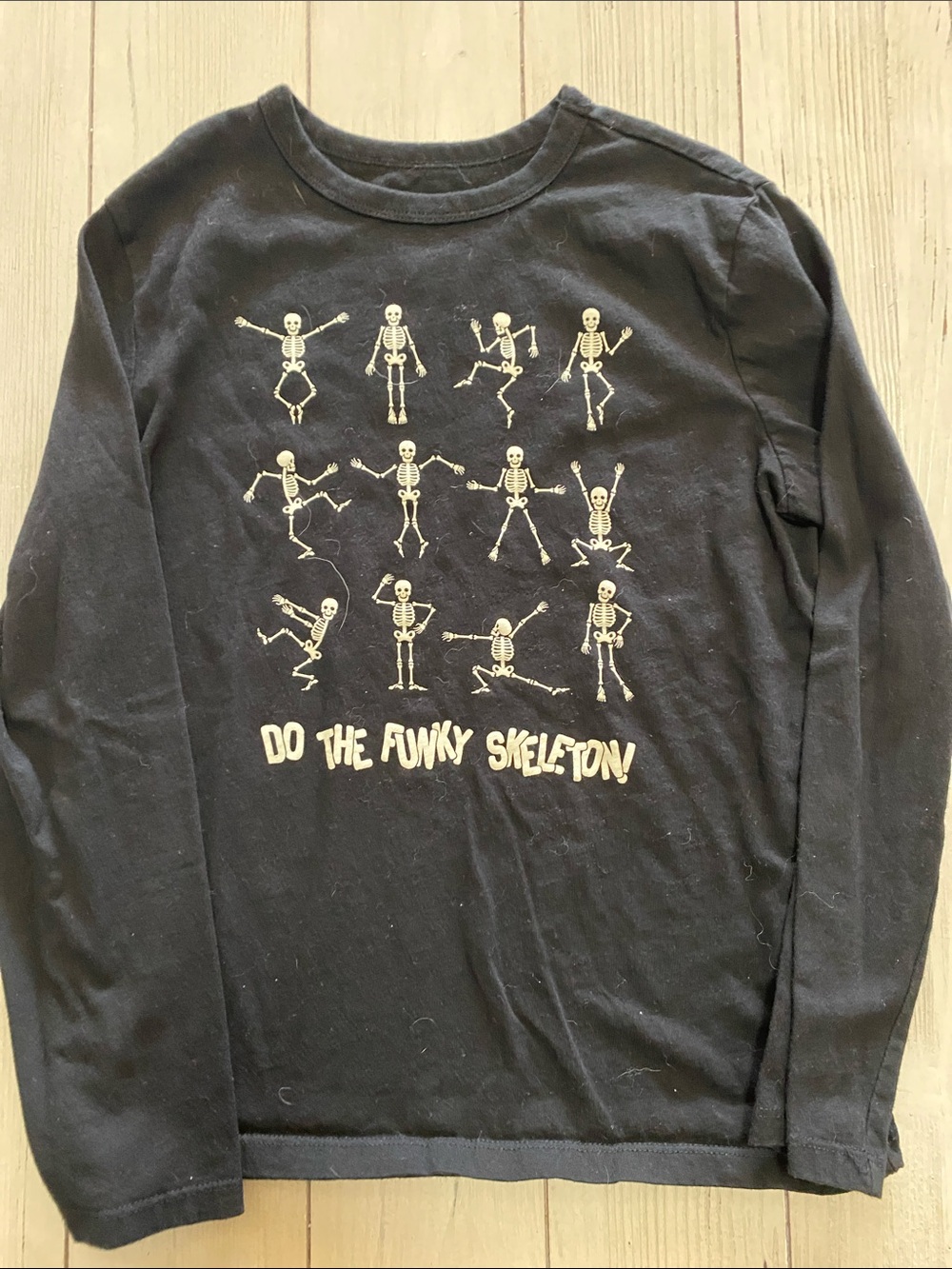 GAP Black Long-Sleeve Tee with White Skeleton Graphic- Halloween